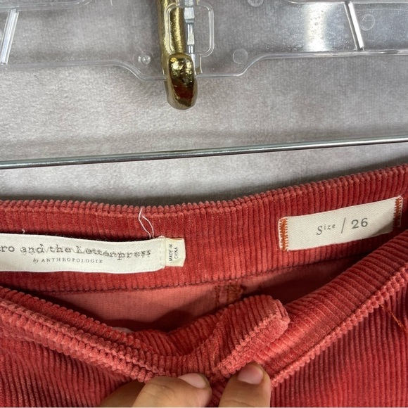 Pilcro x Anthropologie High-Rise Button-Fly Corduroy Wide-Leg Pants In Salmon 26 - Picture 7 of 8